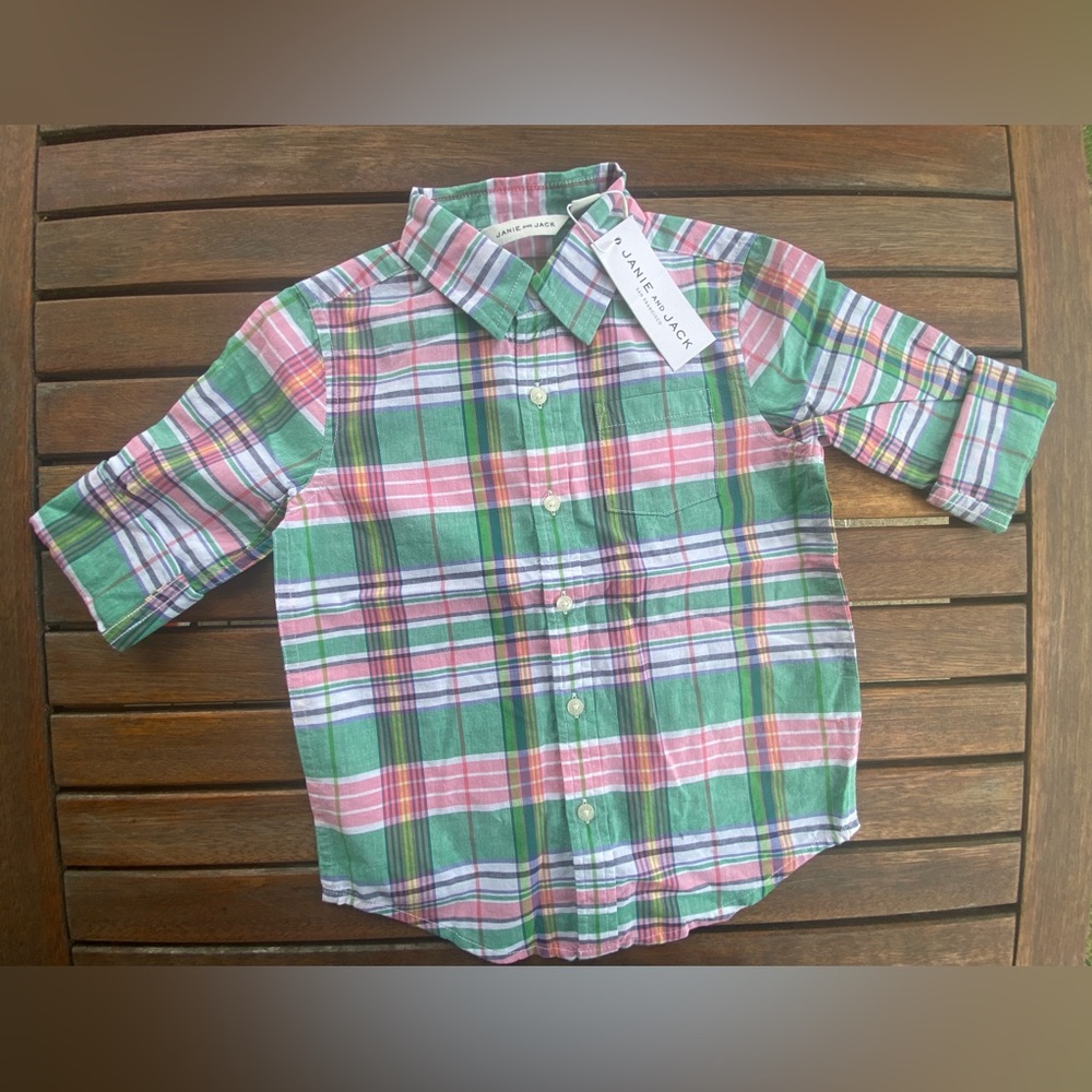 Janie and Jack toddler boy 4t plaid button up NWT